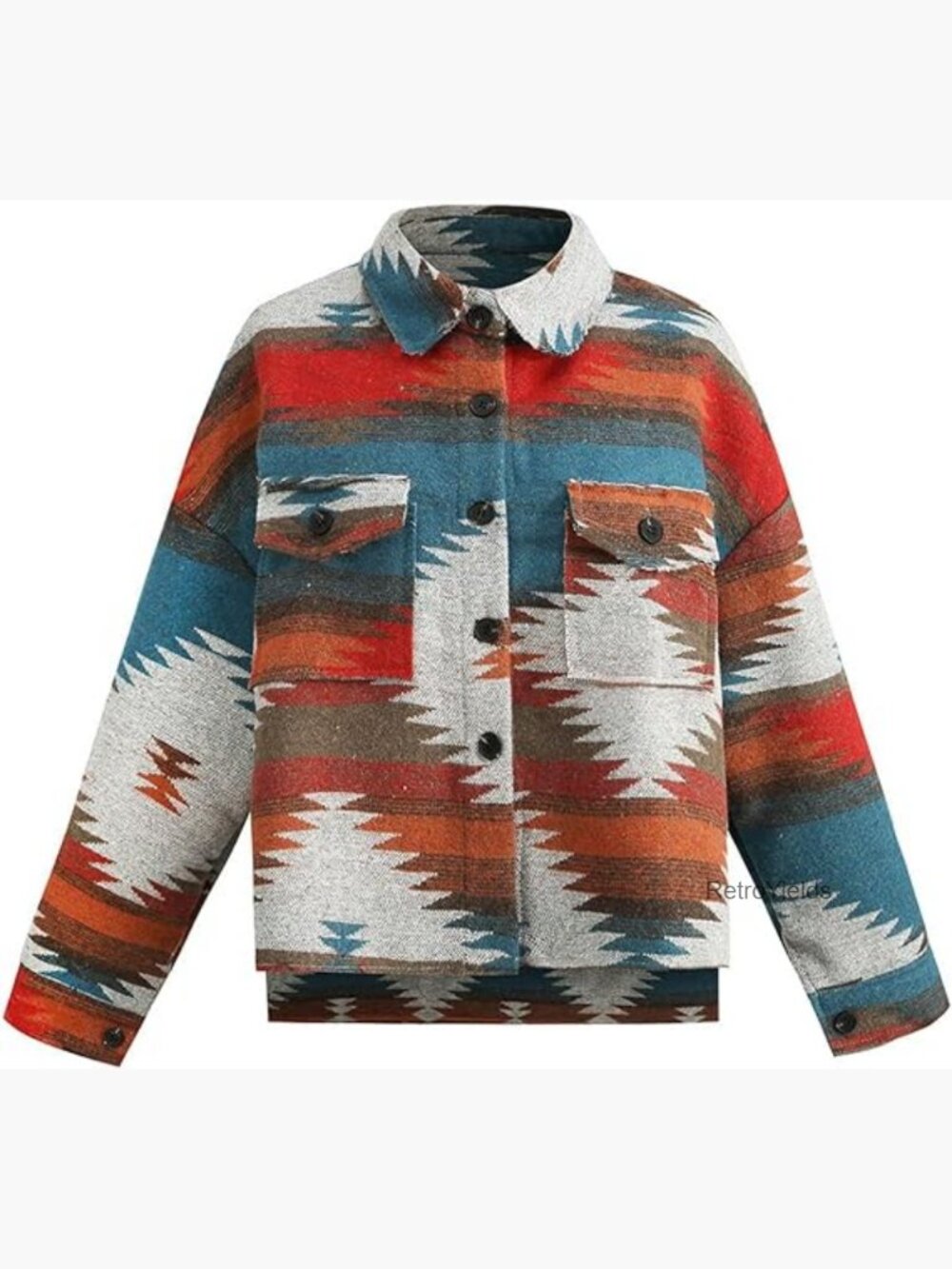 Aztec Print Shacket Jacket Western Button Down Casual Long Sleeve Tops